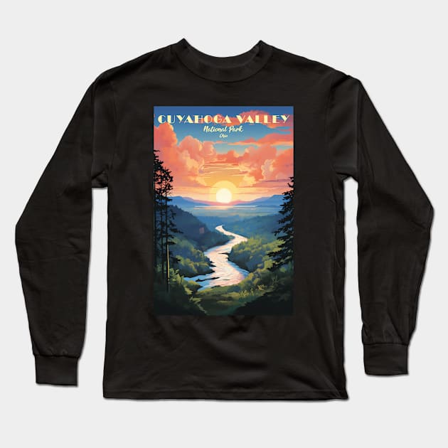 Cuyahoga Valley National Park Travel Poster Long Sleeve T-Shirt by GreenMary Design